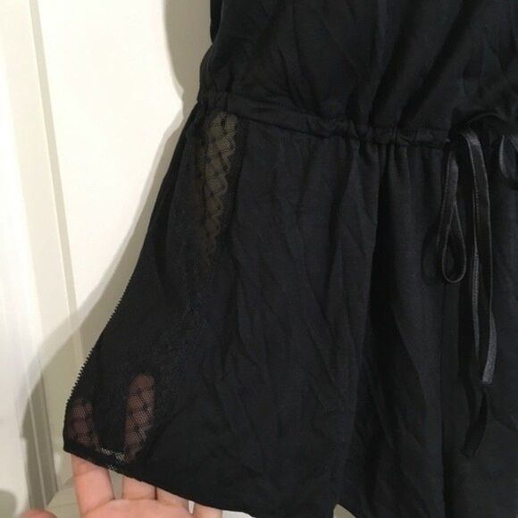 NWT VICTORIA'S SECRET SHEER TRIM BLACK ROMPER PJ LOUNGEWEAR SMALL‎ - Picture 5 of 9